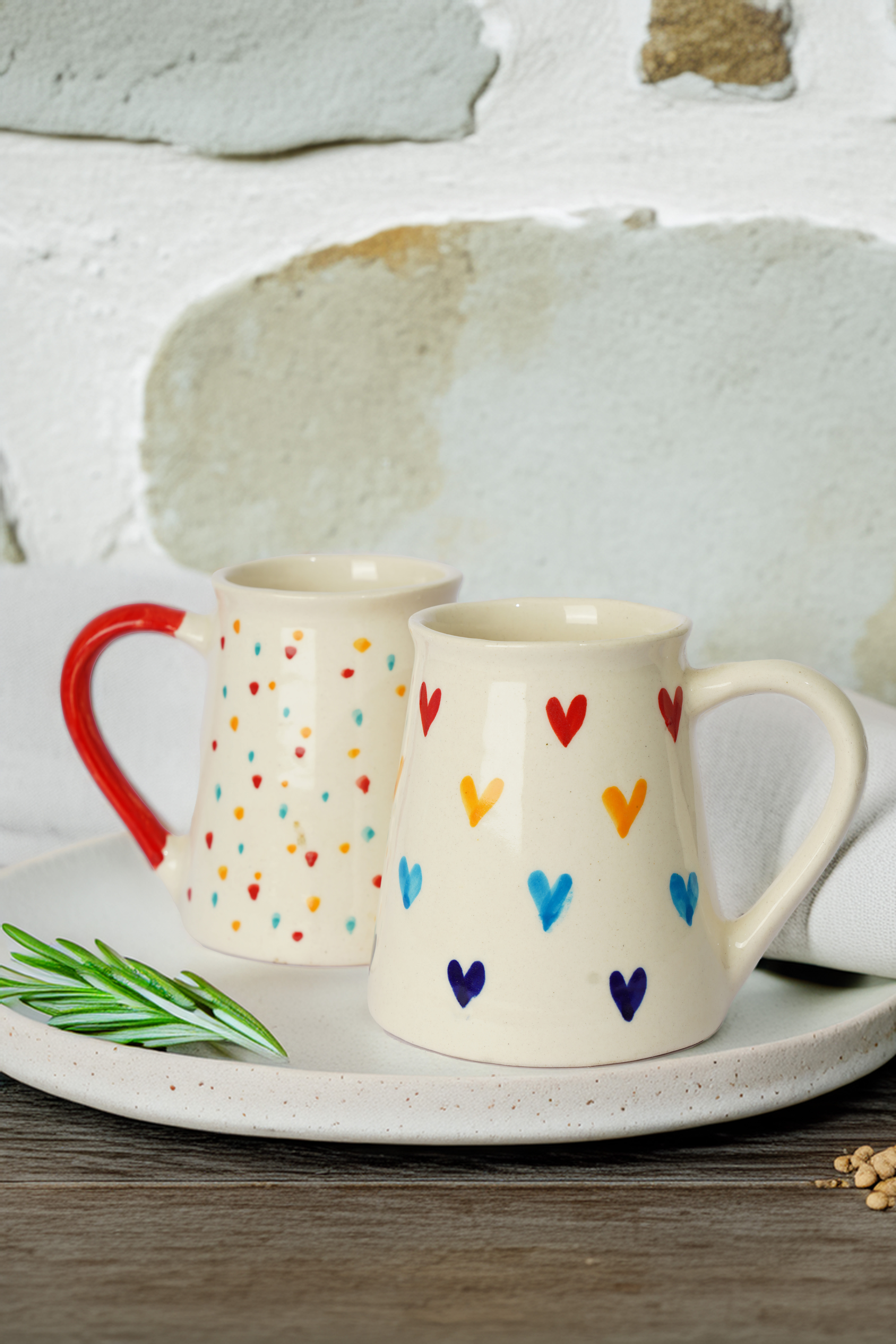 Multicolor Confetti Hearts Handmade Ceramic Cup 3