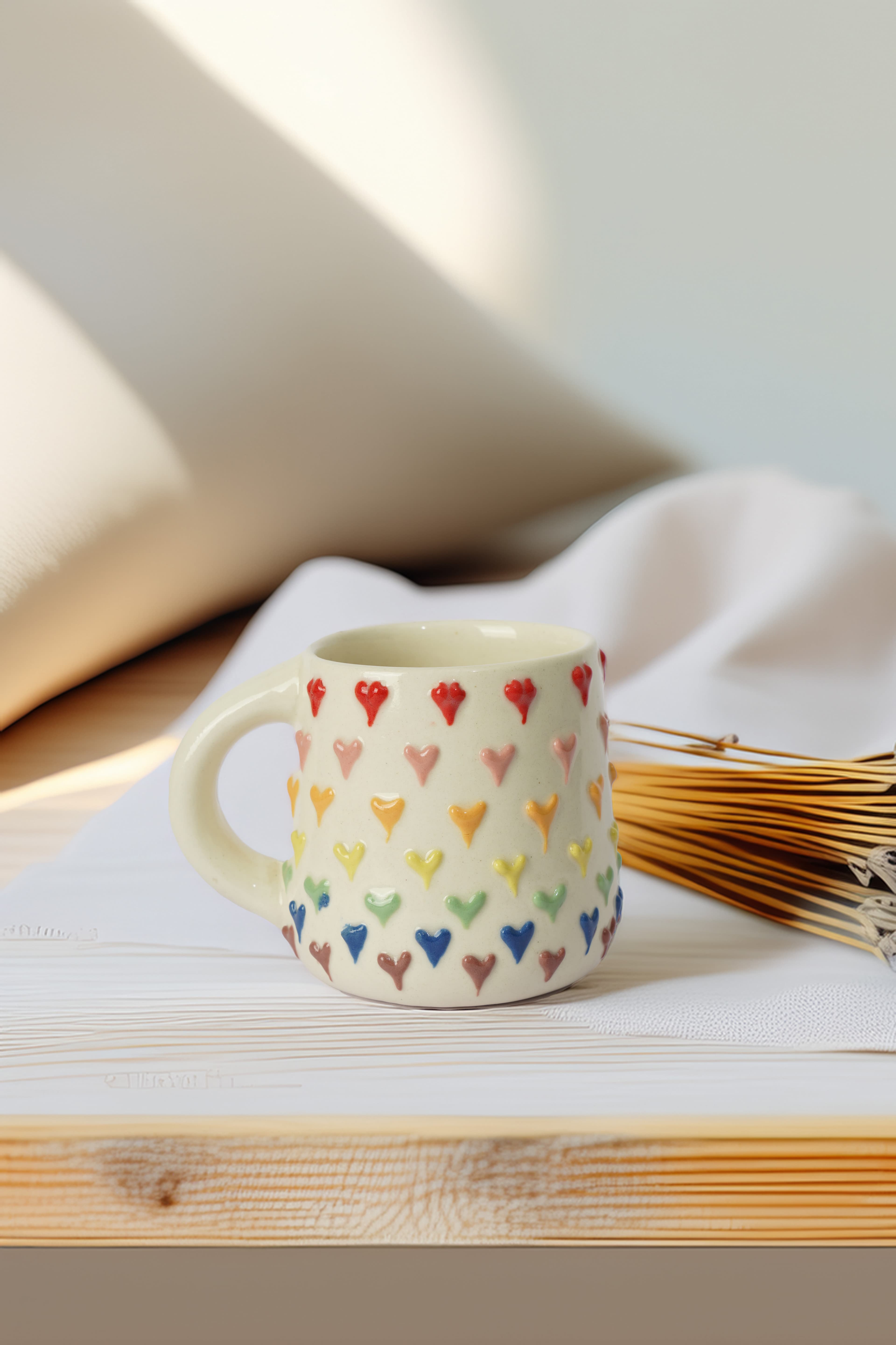 3D Coral Heart Paradise Handmade Ceramic Cup 3