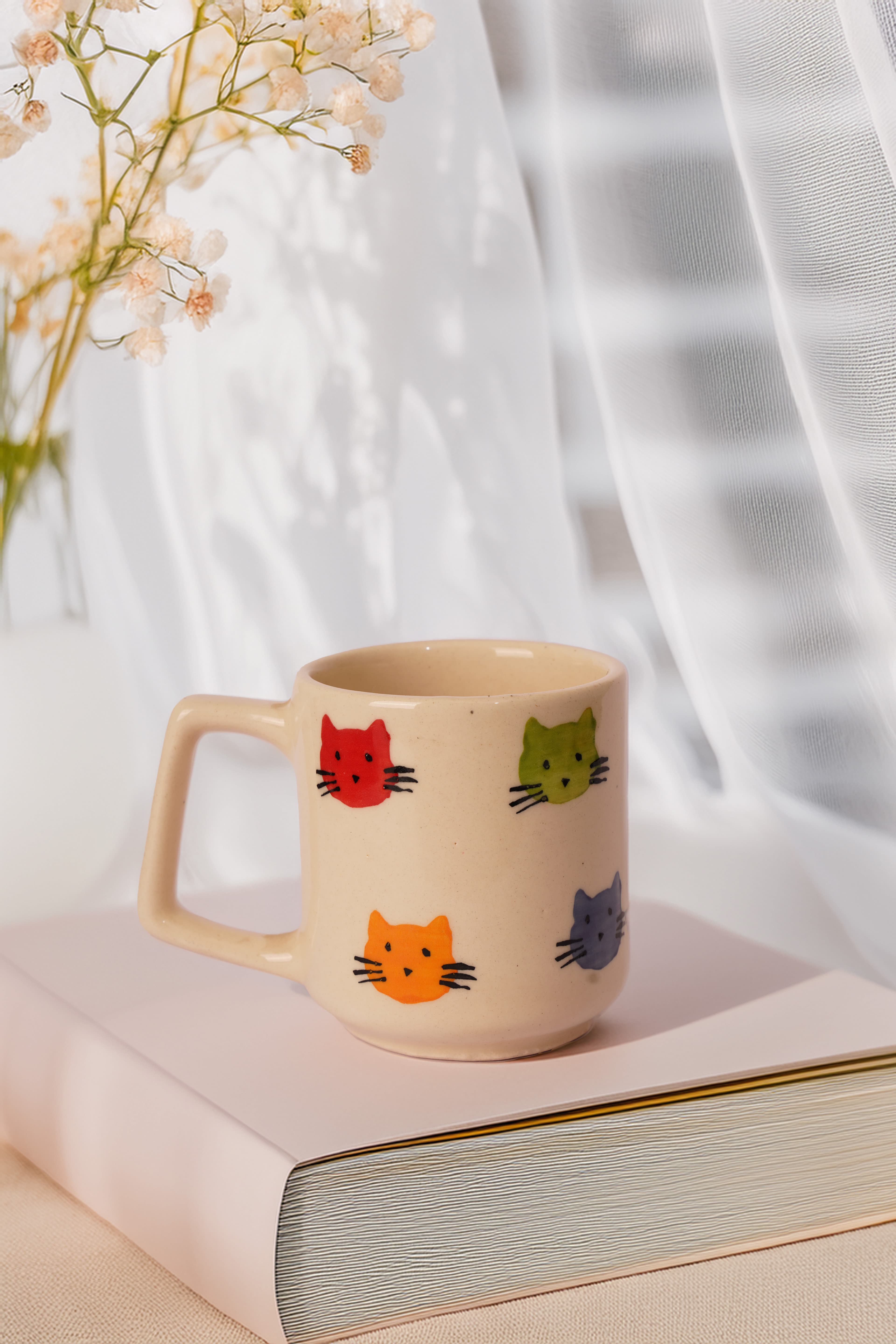 Colorful Cat Friends Handmade Ceramic Cup  3