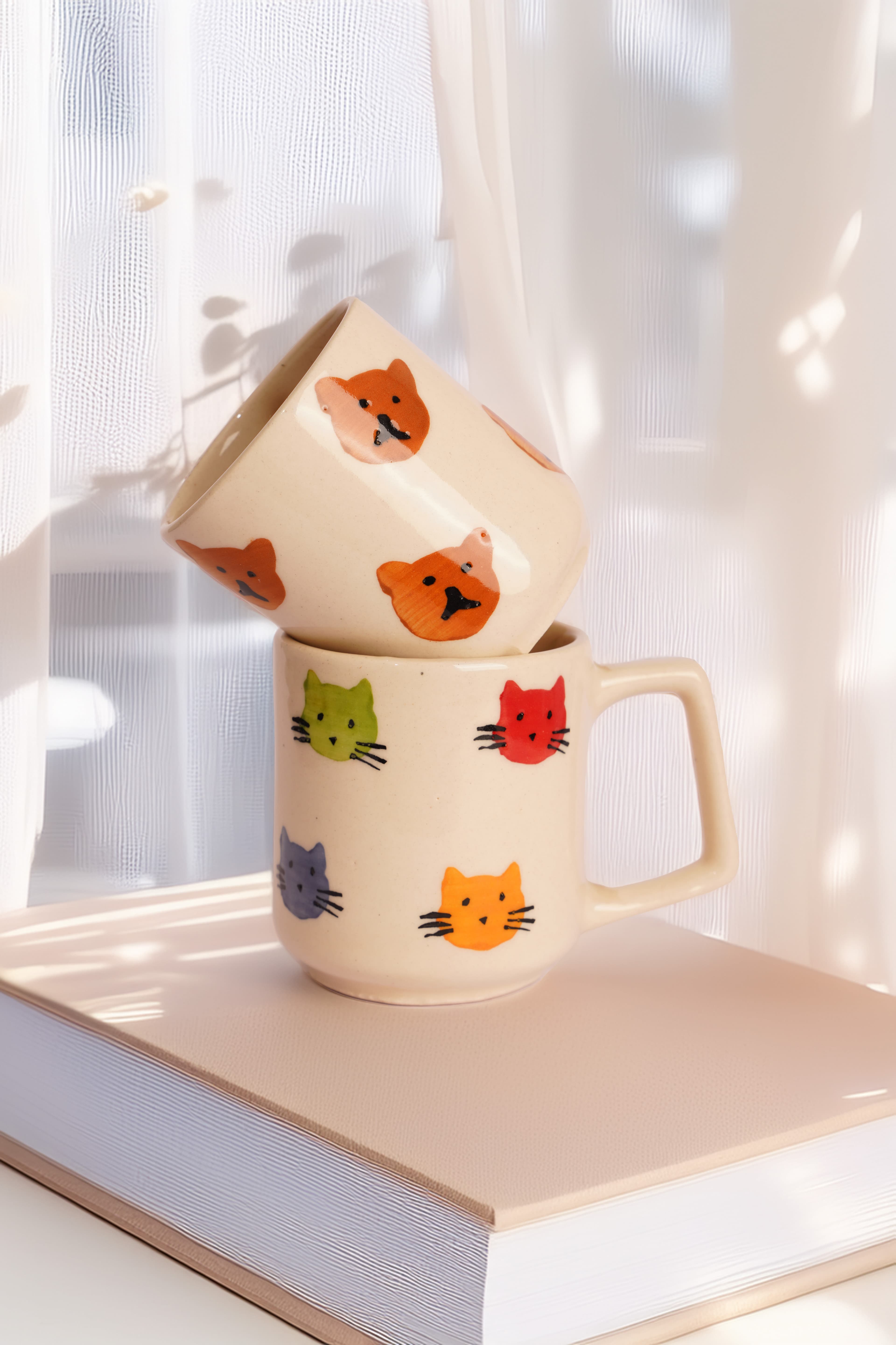 Colorful Cat Friends Handmade Ceramic Cup  4