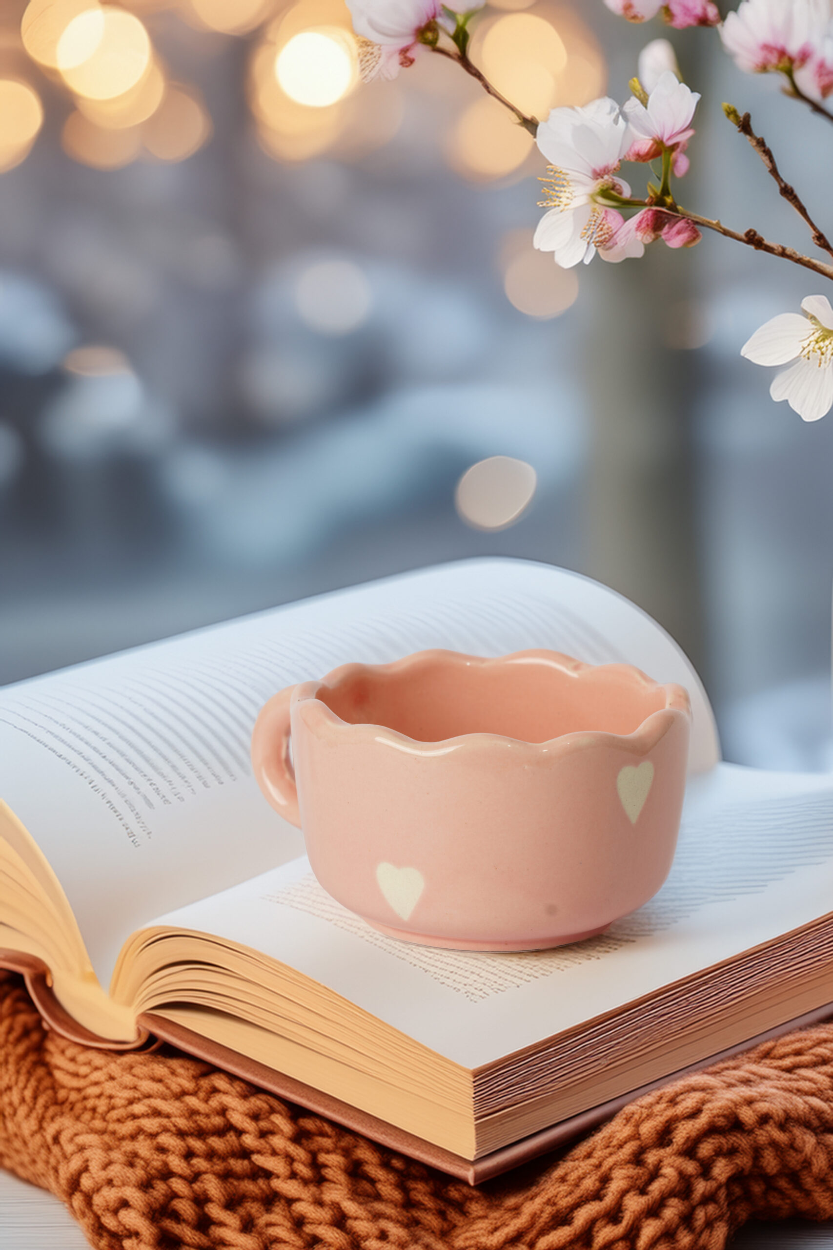 Apricot Blush Mug – Cream Heart Edition