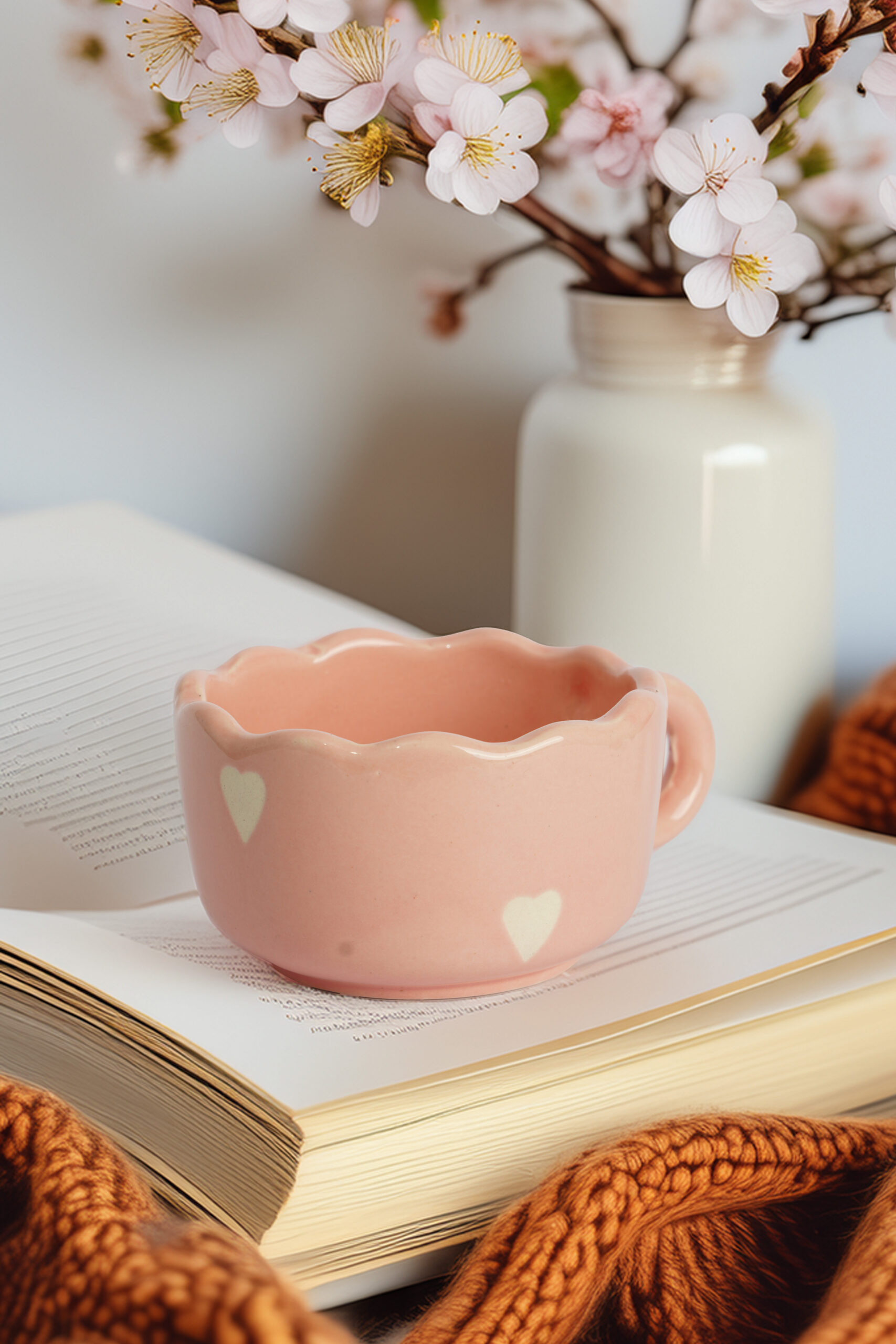 Apricot Blush Mug – Cream Heart Edition