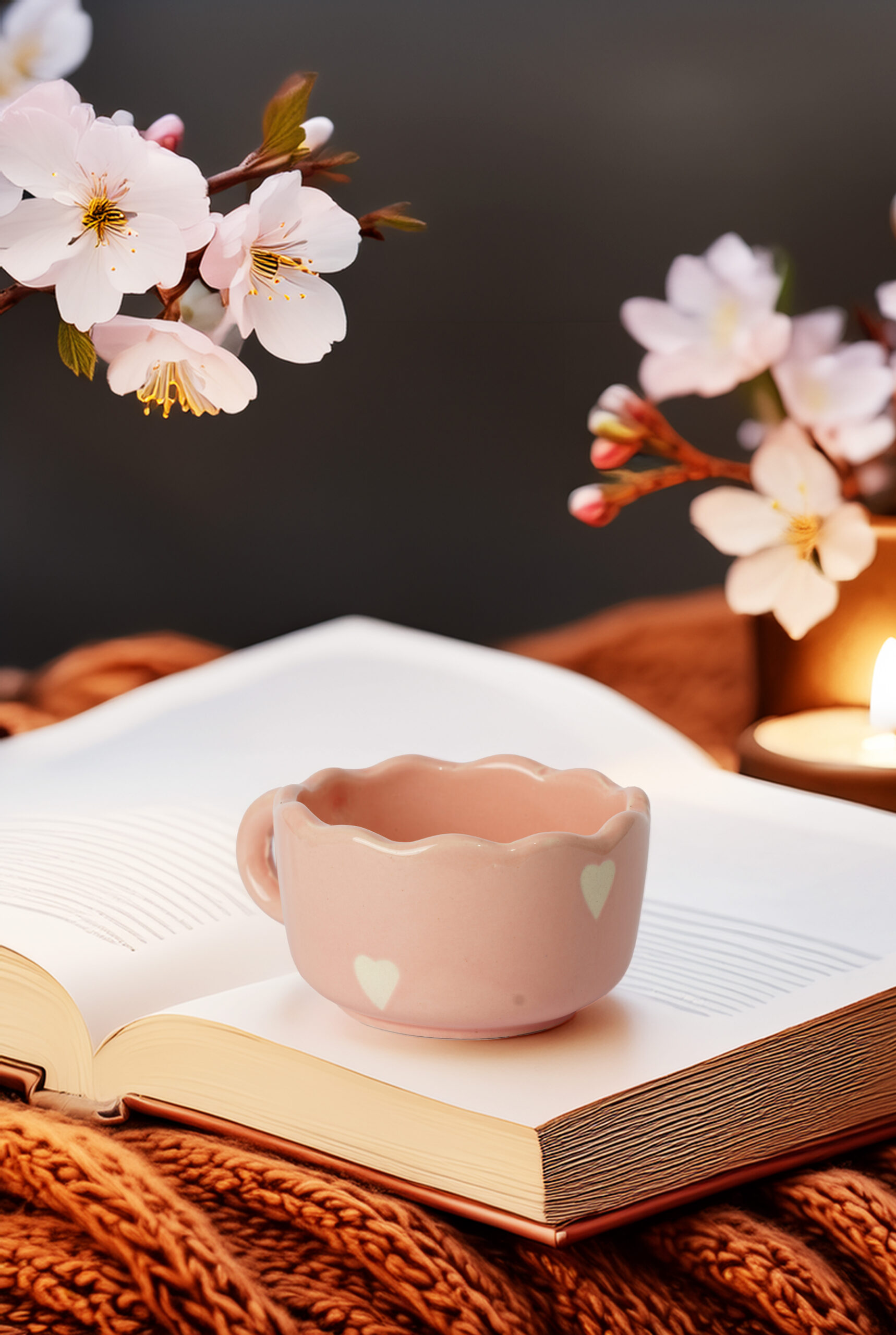 Apricot Blush Mug – Cream Heart Edition