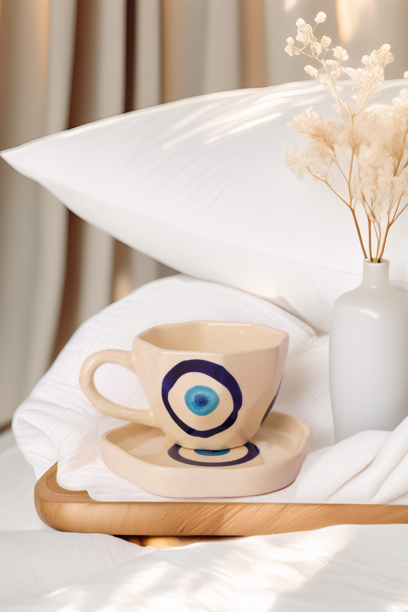 Evil Eye Octagon Mug & Saucer Set