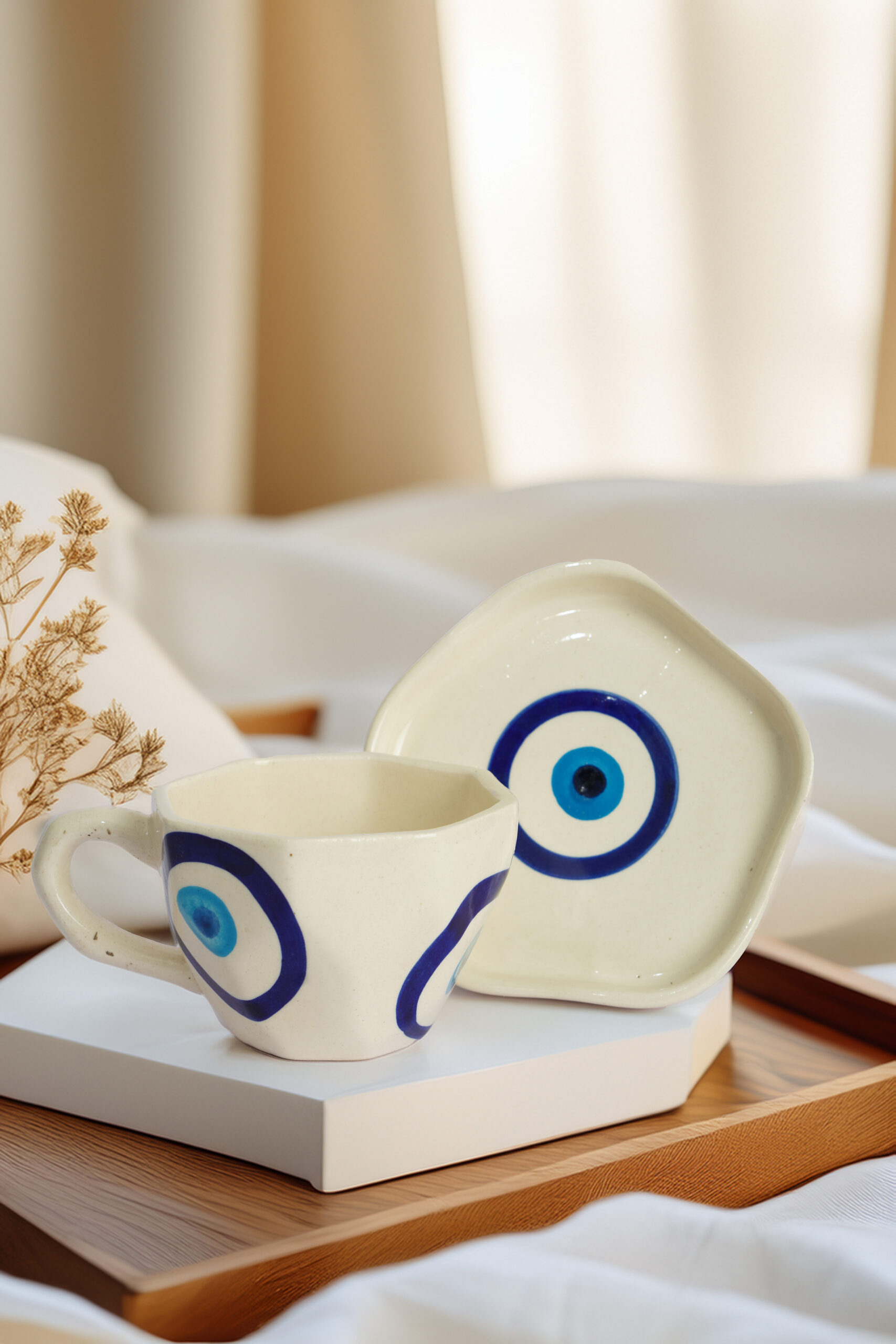 Evil Eye Octagon Mug & Saucer Set