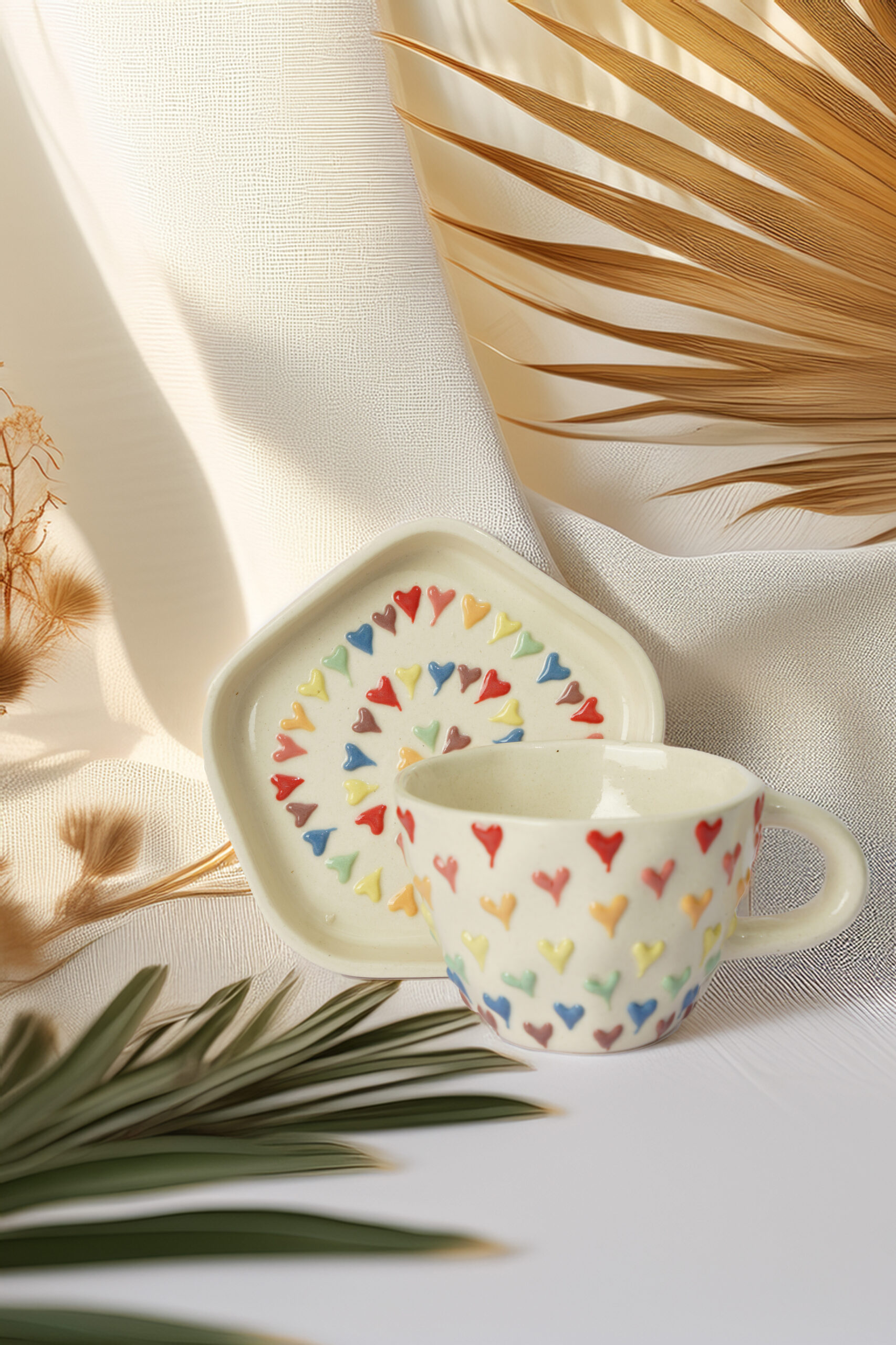 Rainbow Hearts Cup Set