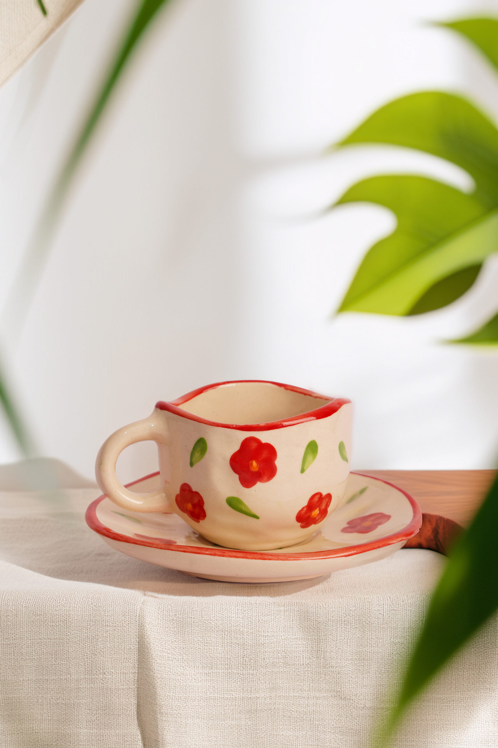 Red Blossom Heart Cup & Saucer Set
